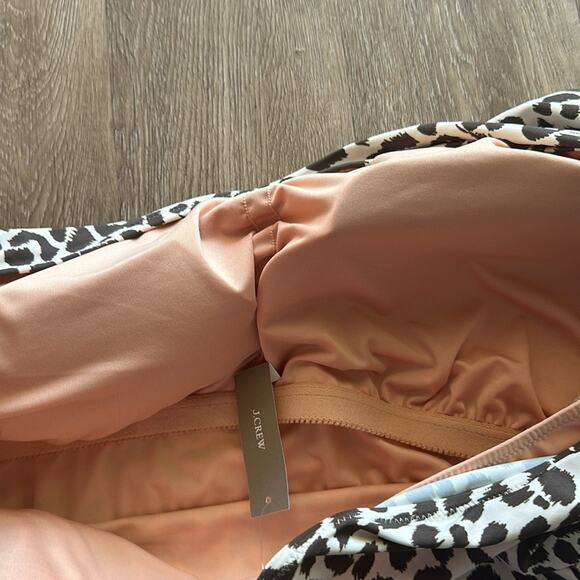 NWT J.Crew Ruched Leopard One Shoulder One Piece Swimsuit Size 22 Taupe Multi - Picture 4 of 5